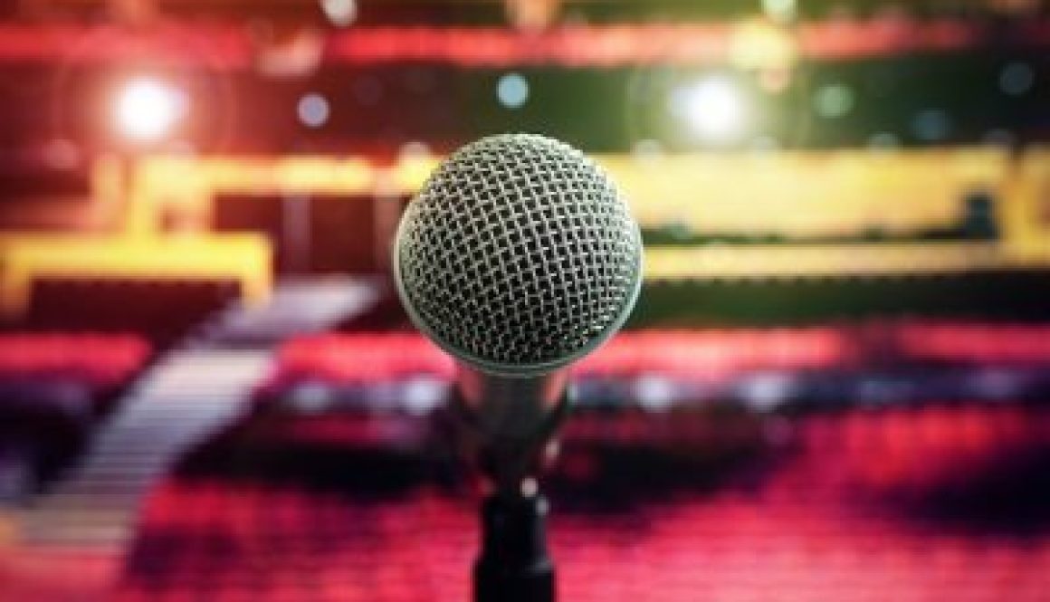 Microphone on stage in concert hall theater
